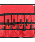 Front view of DAYSLIVES 9-piece precision hook and pick set with scraper in red roll-up pouch