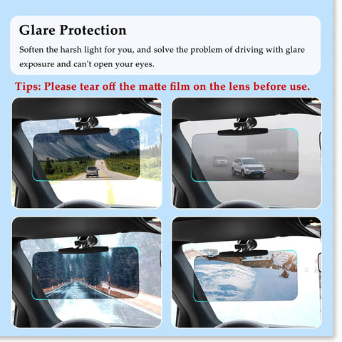 180 Degree Adjustable Sun Visor Extender for Cars Ultra Strong Anti Glare Shield Blocker installed in a vehicle showing glare protection.