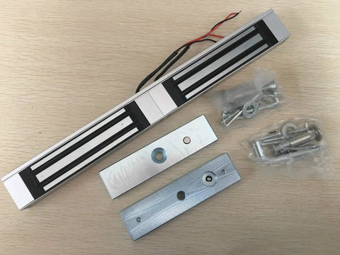 Heavy Duty Beefed-Up 600 Lbs Magnetic Door Lock With 12V Power, High Holding Force Electromagnetic Lock For Access Control Systems In Banks And Offices, Aluminum Housing With MOV Protection, Fits Wood Metal Glass Doors, Ultra Secure components spread on table