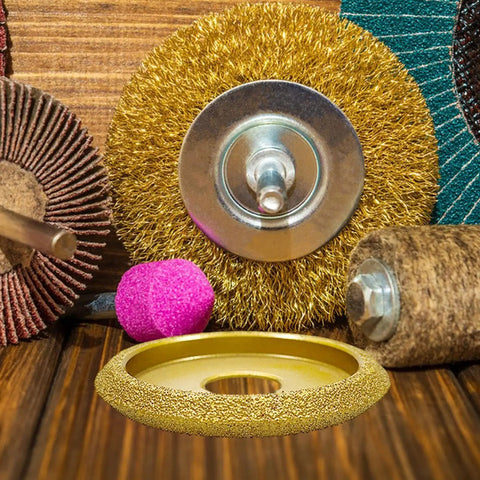 Edge Profile Grinding Wheel For Angle Grinder With V Shaped Groove Sanding Disc on wooden surface
