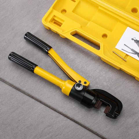 Heavy Duty 8 Ton Hydraulic Rebar Cutter For 5/8 Inch Steel Bar Manual Bolt Chain Shear Tool With Portable Case on gray surface.