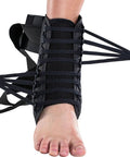 Person tightening Stabilizing Speed Pro Ankle Brace X Large Built With 800D Ballistic Nylon Full Circumferential Elastic Strap