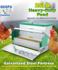 Backyard No Sweat Automatic Chicken Feeder With Forty Pound Capacity For Flocks Of Twelve Rat Proof Galvanized Steel with chickens.
