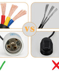 Black Pendant Lights For Kitchen Island, Modern Glass Hanging Fixture, wiring comparison with socket types and wiring colors.