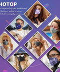 Collage of adults wearing AHOTOP KN95 Face Masks 60 Pack Individually Wrapped, 5 Layer Filtration For Adults Men Women, with floral patterns.
