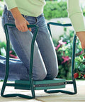 Person using Two In One Foldable Garden Kneeler And Seat With Cushioned EVA Foam For Back And Knee Relief, Heavy Duty Metal Frame