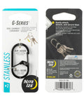 G Series Dual Chamber Carabiner Size 2 1 Pack Black For Keys with packaging showing secure gate and stainless steel design