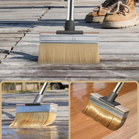 Long Handle Deck Stain Brush Applicator With 7 Inch Wide Brush for stains paints and sealer on outdoor wood deck