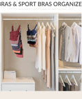 Heavy Duty Metal Tank Top And Bra Hanger Set Of Two, space saving closet organizers displaying bras and dresses in a tidy wardrobe.