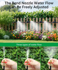 100 Ft One Quarter Inch Drip Irrigation System Kit With 16 Adjustable Copper Nozzles misting flowers in a garden