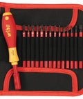 Insulated SlimLine Interchangeable Pro-Grade Screwdriver Set With Handle And Pouch, 15-Piece, 1000 Volt Rated in black pouch