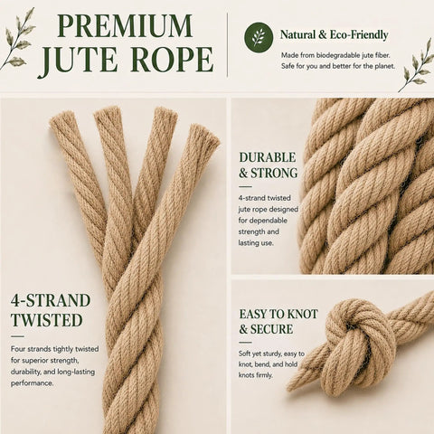 Beefy Heavy Duty Manila Rope 1.5 Inch Thick Jute Twisted Rope 20 Ft All Weather for durability, knotting, and outdoor use