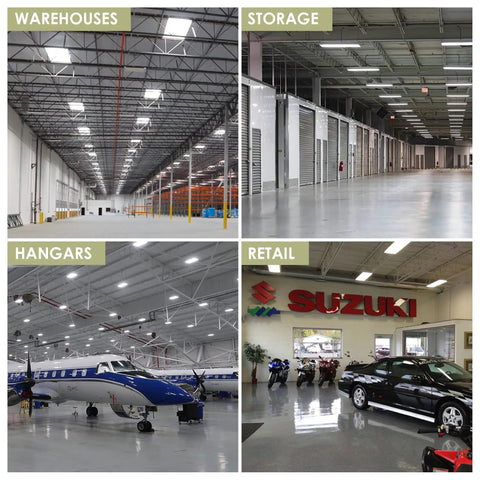 4Ft LED High Bay Lights For Warehouse And Shop, 400W, 54,000 Lumens illuminating warehouses, storage, hangars, and retail spaces
