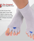 Foot Alignment Socks With Toe Separators For Men And Women, Toe Spreaders For Pain Relief And Realignment, worn on feet