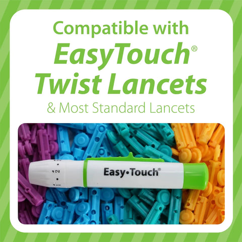 Pain Free Lancing Device With Ejector For Easy Diabetes Testing, Adjustable Depth, Vibration Control, Twist Lancet Disposal, And Broad Compatibility With Most Lancets.
