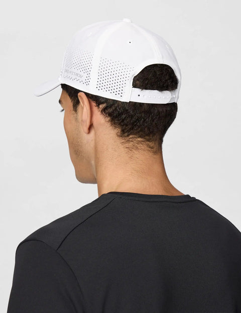 Moisture-Wicking Dri-Fit ADV Club Structured Swoosh Cap With AeroBill Breathability For Dry Comfort All Day White Black Small Medium viewed from back showing vented design