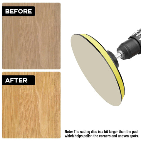 Before and after wood finish using Water Grit Sandpaper Kit With 5 Inch Backing Pad And 20 Wet Dry Discs in 2000-10000 grit