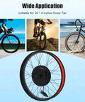 1500W Front Wheel Hub Motor Conversion Kit For 26 Inch By 4 Inch E Bike DC 48V Electric Bicycle Conversion Kit With Five Speed Adjustable And LCD Meter Built For Power Boost Smooth Cruise And Highway Cycling shown with bicycle examples