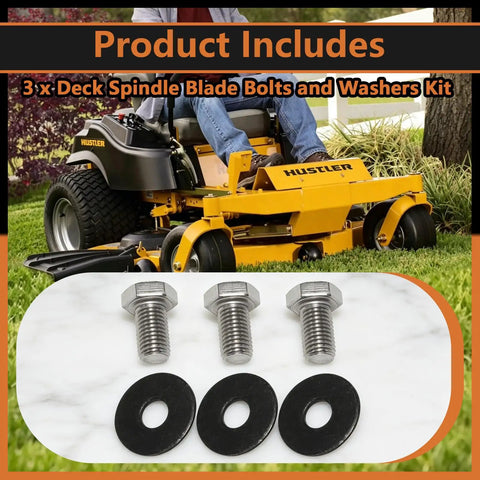Deck Spindle Bolts And Washers Beefed Up Replacement Kit For Lawn Mowers Three Sets With Belleville Spring Washers And Grade 8 Hardware Replaces 781872 782474 754101 602680 Fits Hustler Super Z And Super Mini, 3 bolts with washers