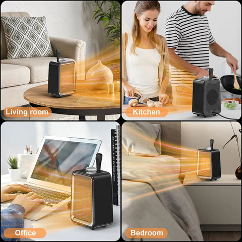 Portable Space Heater 800W 500W Energy Efficient Desk Heater For Indoor Use PTC Ceramic Fast Heating Desktop Heater for home office