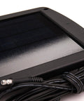 Close-up of Five Watt Solar Panel 12V Battery Charger with Charge Controller IP67, showing the panel surface and output cord connector.