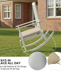 Outdoor Chair Cushions Set Of 4 With Ties, Fade Resistant And Water Resistant, D Shaped Patio Seat Pads For All Weather Comfort, Non Slip Bottom, Removable Covers, 17 By 16 Inches, Natural on rocking chair