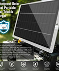 12V Solar Battery Charger Maintainer For Cars, Boats, Motorcycles And RVs, Waterproof Portable Trickle Charger in use