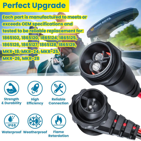 Beefed Up Heavy Duty Trolling Motor Plug And Receptacle With 60 Amp Circuit Breaker For Freshwater And Saltwater Marine Boats