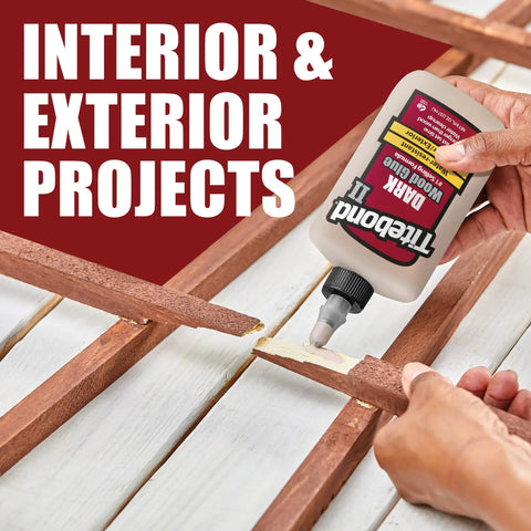 Dark Wood Glue Pint By Titebond For A Solid Bond On Dark Wood With Cross Linking PVA Formula Five Minute Tack in use on frame