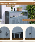 All in One Acacia Wood Outdoor Storage Cabinet With Two Magnetic Doors Weatherproof for Patio Yard
