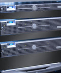 Heavy Duty 19 Inch 4U Blank Rack Panels For Server Cabinets installed in a server rack, featuring sleek black coating and curved edges.