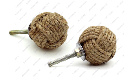 Jute Rope Drawer Knobs And Knob Pulls For Cabinets And Wardrobes Nautical Hardware Decor 35 Mm Pack Of 6 Hand Crafted Crisscross Knot Cabinet Handles For Dresser And Cupboard Renovation With A Beachy Coastal Vibe, pack of 2 jute rope knobs with screws