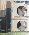 Water Softener Cover 420D Waterproof Oxford Cloth Outdoor All Weather Protection With Double Zip showing drawstring and zipper