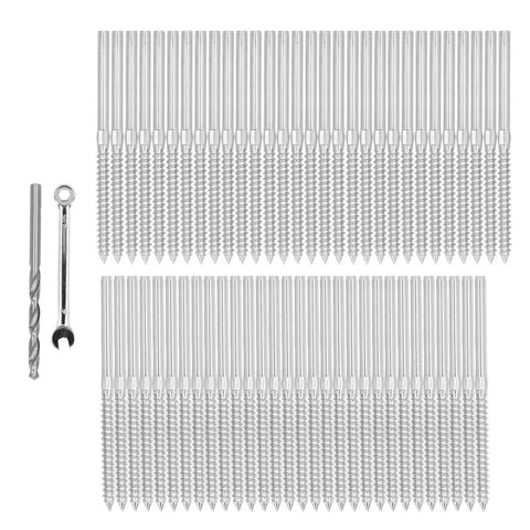 Heavy Duty Swage Lag Screw Cable Railing Kit With Stainless Steel 316 Left Right Thread For Wooden Poles And Decks No Fuss Setup Outdoor Ready Includes Wrench Drill Bit And 60 Screws
