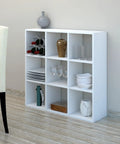 DIY Cube Organizer Shelf With Nine Cubes For Bedroom Living Room And Home Office In White Made In USA Easy To Assemble Sturdy Modular Storage