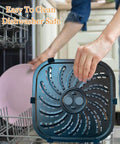 Dope 4QT Air Fryer Grill Pan Fits PowerXL Vortex Pro, showing dishwasher safe crisper plate being loaded.