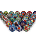 Multicolor Ceramic Cabinet Knob Set Pack Of 20 For Kitchen Cupboards Wardrobe And Dresser Drawers Boho Room Decor displayed