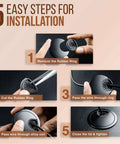 5 easy steps for installing Metal Desk Grommet 2 Inch Pack Of 2 Flat Black Zinc Alloy Cable Hole Cover on computer tables and countertops.