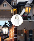 Automatic Dusk To Dawn Light Socket With Sensor in outdoor fixtures, showing E26 E27 compatibility, 6 pack, ETL Listed
