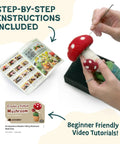 Needle Felting Kit For Cactus And Succulents, instructions and materials for crafting a felt mushroom, ideal for adults and teens.