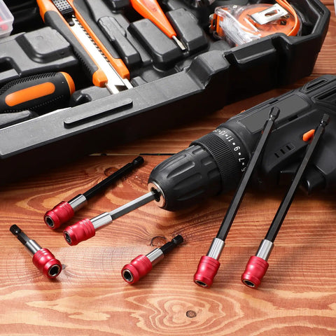 Pro Grade Magnetic Drill Bit Extension Set With One Quarter Inch Hex Shank Quick Release Screwdriver Extender Twelve Piece