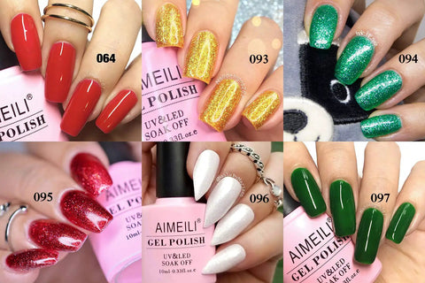 Glitter Gel Nail Polish Set For Christmas 6 Colors 10ml Each Vegan Cruelty Free Hema Free Gift Kit With Sparkle Nail Colors