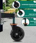 Beefy 6 Inch Gate Wheel With Brake For Sliding Farm Gates Heavy Duty Fence Wheel With 360 Degree Swivel Spring Shock