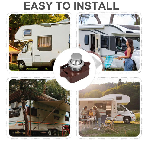 One Button Push Cabinet Latch Lock for storage in RVs with zinc alloy and ABS, easy to install for boats and travel trailers