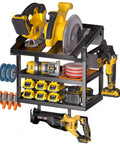 Heavy Duty Metal Circular Saw Holder Wall Mount And 3 Tier Tool Organizer For 7 And A Quarter Inch Saws Plus Jigsaw Angle Grinder Blades And Batteries Space Saving Vertical Rack For Your Tool Arsenal