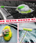 All In One Long Handle Car Wash Kit With 62 Inch Reach, 16 Piece Cleaning Set on car roof with brush and chenille mitt