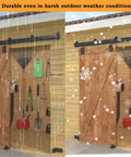 10 Foot Black Box Rail Exterior Barn Door Hardware Kit for Smooth Sliding in rain and snow, galvanized steel construction