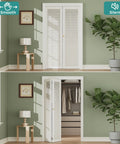 Beat Those Wobbly Closet Bifold Doors With This Complete 36 Inch Track And 3 Ft Bi Folding Door Hardware Kit featuring smooth opening bifold doors in a stylish room.