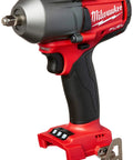 Pro Grade Two Piece Cordless Impact Wrench Set With One Half And Three Eighth Inch Drivers showing compact red design and brushless motor.