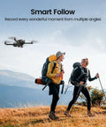 Dope 4K Camera Drone For Adults With FAA Compliant Remote ID Module flying above hikers in a mountain landscape
